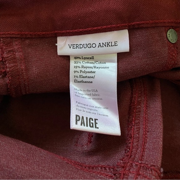 NEW Paige $189 Verdugo Ankle Coated Skinny Jeans, Shiraz Silk - Picture 7 of 8